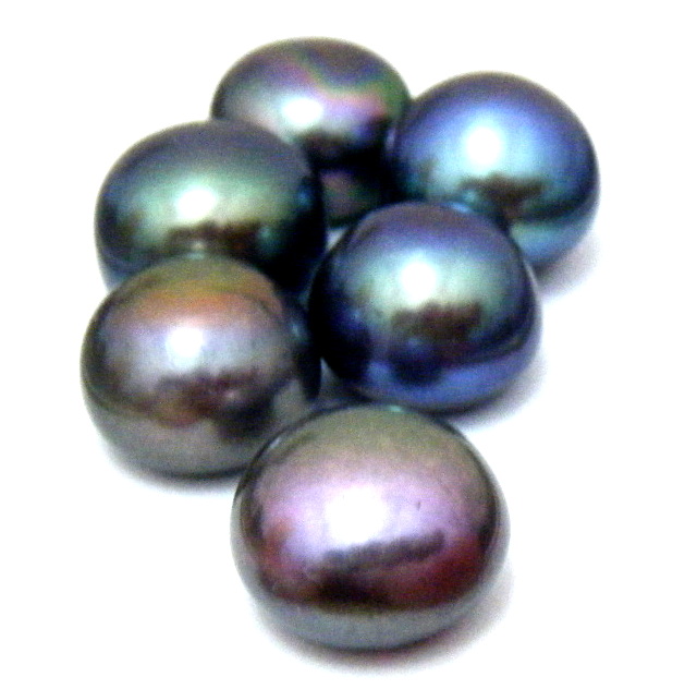 Black Over 14mm Half Drilled Button Single Pearls